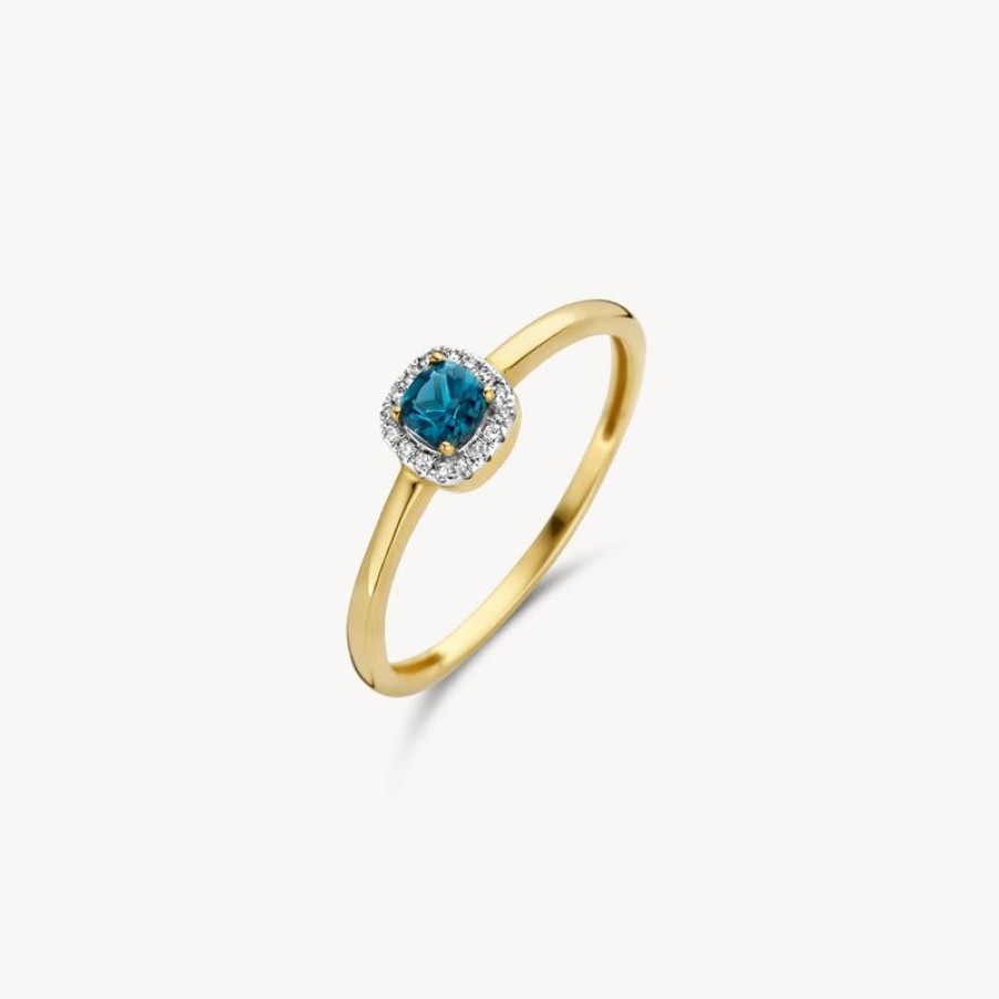 Online 14K Geel En Wit Goud Met Diamant & London Blue Topaz