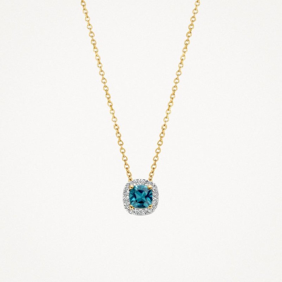 Clearance 14K Wit En Geelgoud Met Diamant En London Blue Topaz