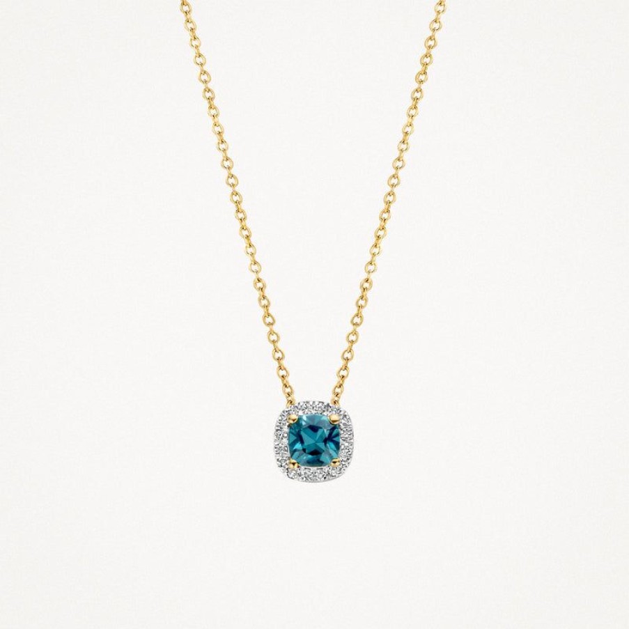 Hot 14K Wit En Geelgoud Met Diamant En London Blue Topaz