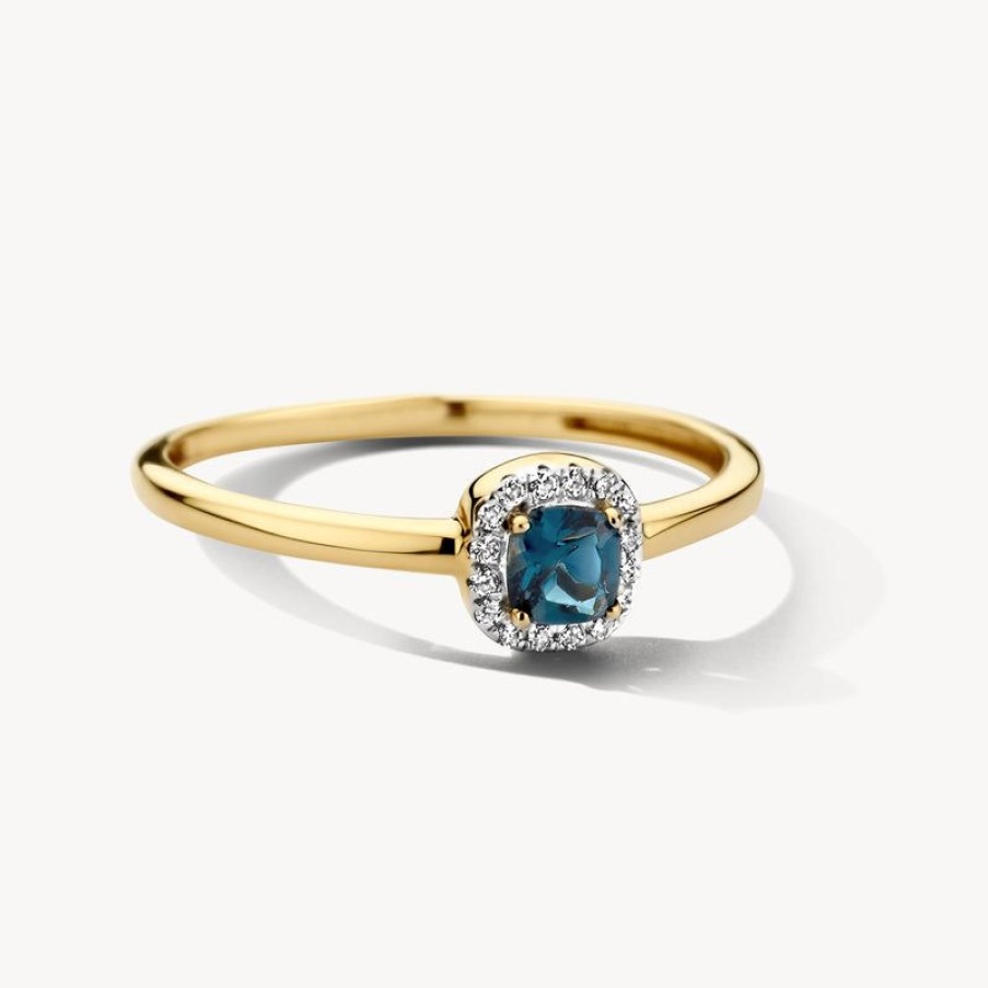 Online 14K Geel En Wit Goud Met Diamant & London Blue Topaz