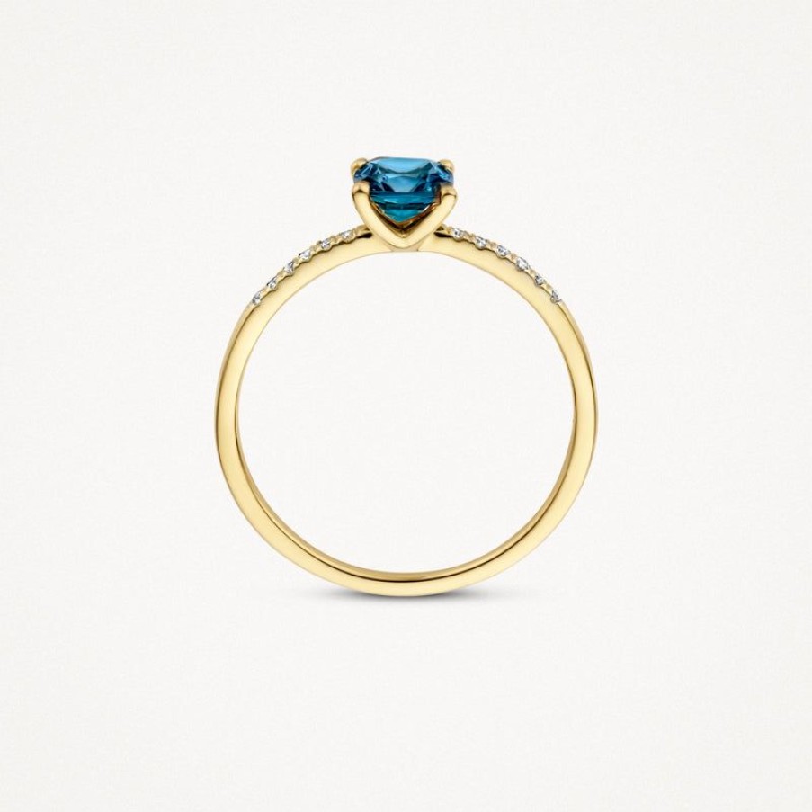 Online 14K Geelgoud Met Diamant En London Blue Topaz